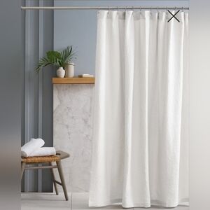 QUINCE White Waffle Texture Shower Curtain -